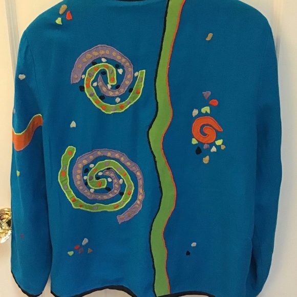 Colorful Swirls Ladies Blue Boho Unstructured jack - Picture 1 of 2
